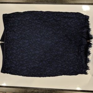 Dvf lace pencil skirt in navy